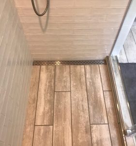 Wood Plank Ceramic Tile - Custom Bathroom 1