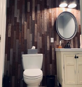 Reclaimed Wood Accent Wall - Powder Room